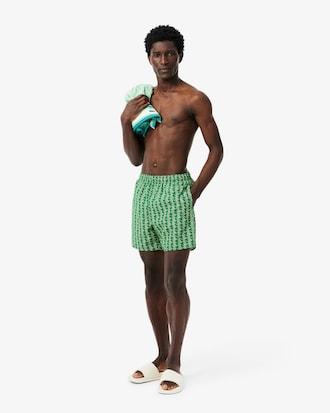 Mid Length Monogram Print Swim Trunks Product Image