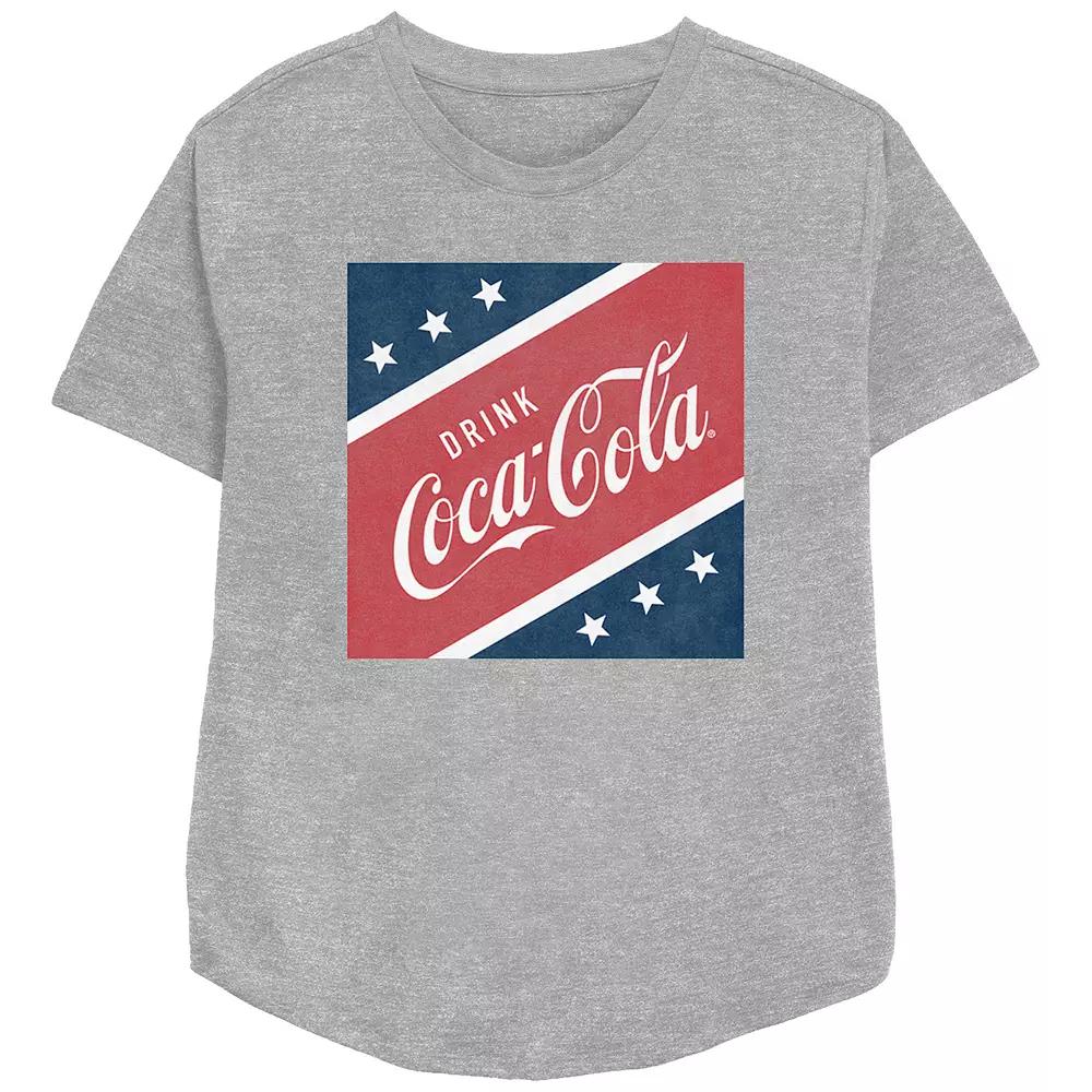 Women's Coca-Cola Stars and Stripes Square Relaxed Fit Graphic Tee, Girl's,  Product Image