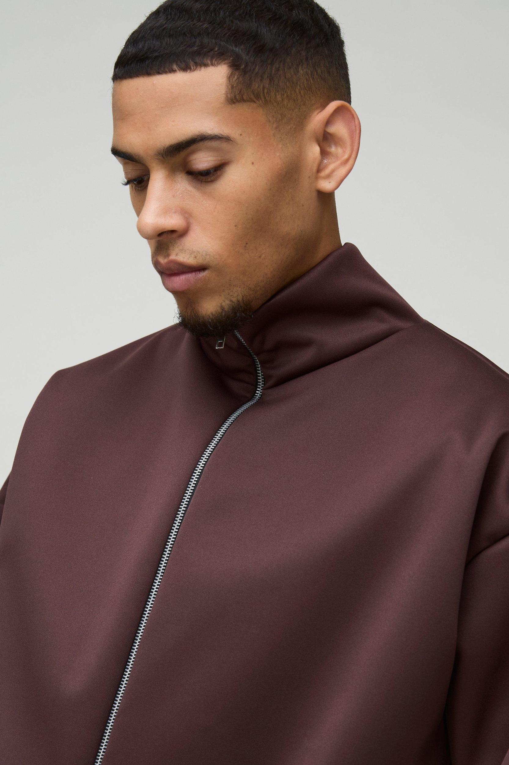 Extreme Oversized Boxy Scuba Zip Through Jacket | boohooMAN USA Product Image