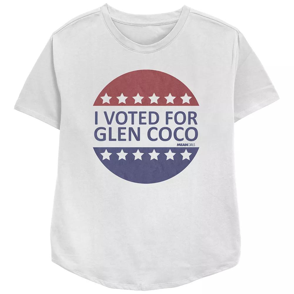 Women's Mean Girls I Voted For Glen Coco Badge Relaxed Fit Graphic Tee, Girl's,  Product Image