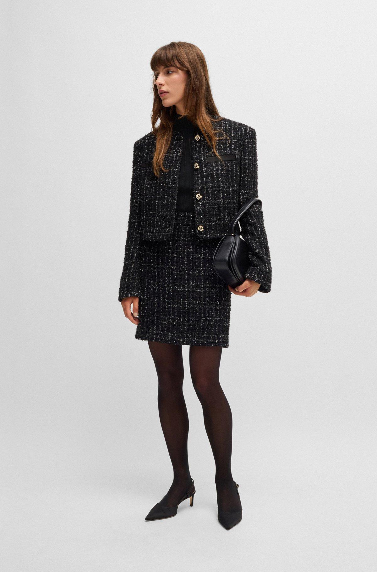 BOSS - Wool sweater with structured stripes - Black Product Image