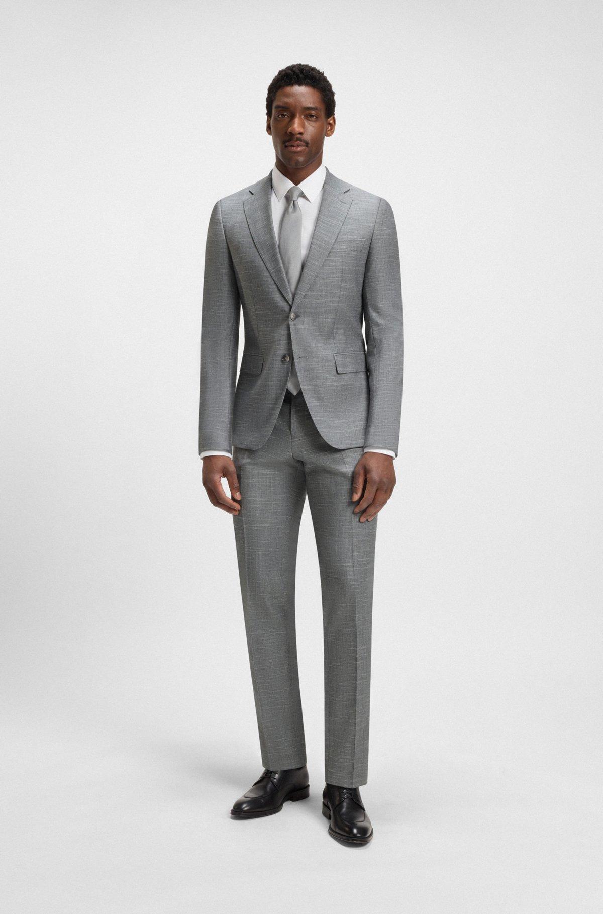 Slim-fit trousers in patterned wool Product Image