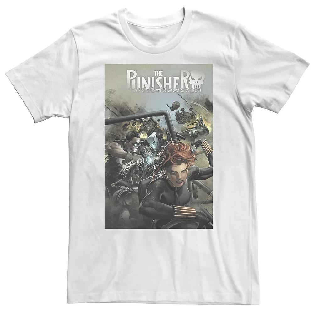 Big & Tall Marvel Punisher Black Widow Comic Cover Tee, Men's, Size: 3XL Tall, White Product Image