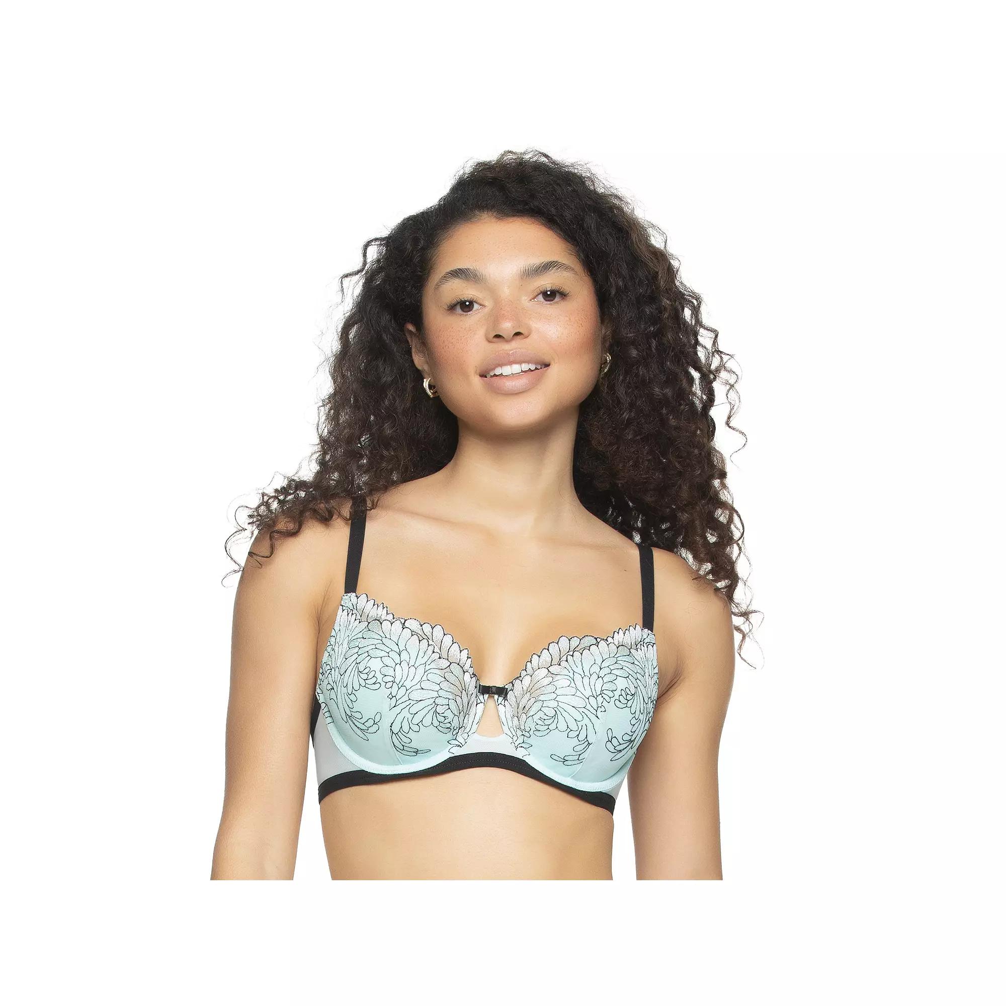 Paramour by Felina Aura Embroidered Tulle Overlay Contour Underwire Bra 125169, Women's, Size: 40 Ddd, Chiffon Blue Product Image
