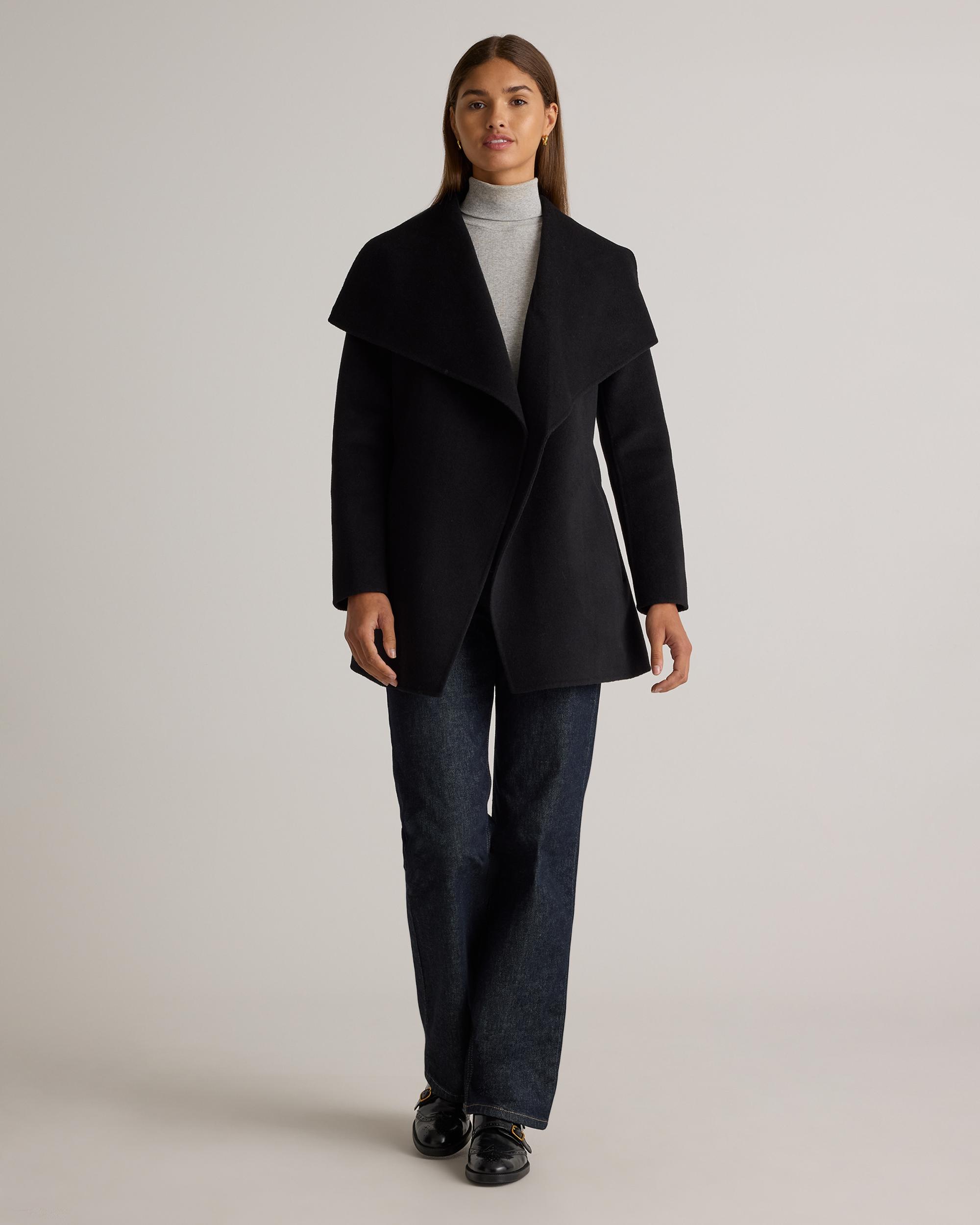 Quince | Women's Double-Faced Merino Wool Draped Collar Short Wrap Coat Product Image