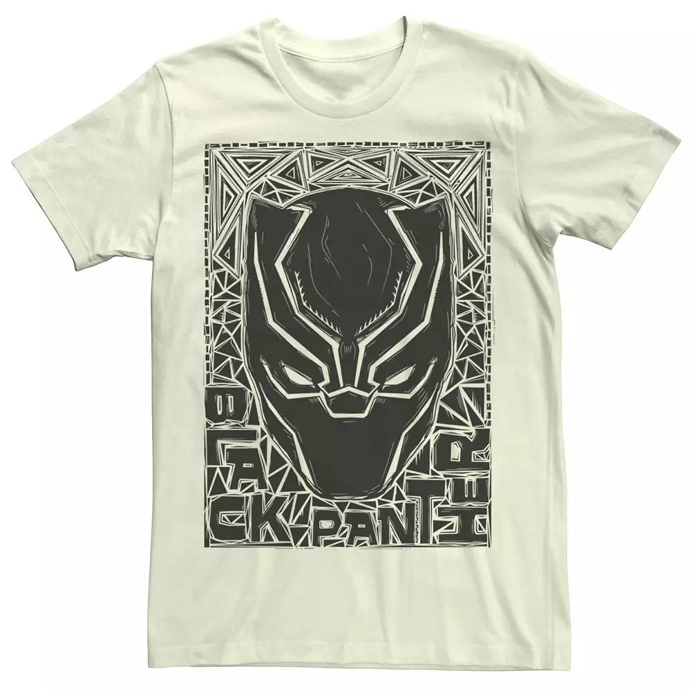 Men's Marvel Black Panther Mask Woodcut Portrait Tee,  Product Image