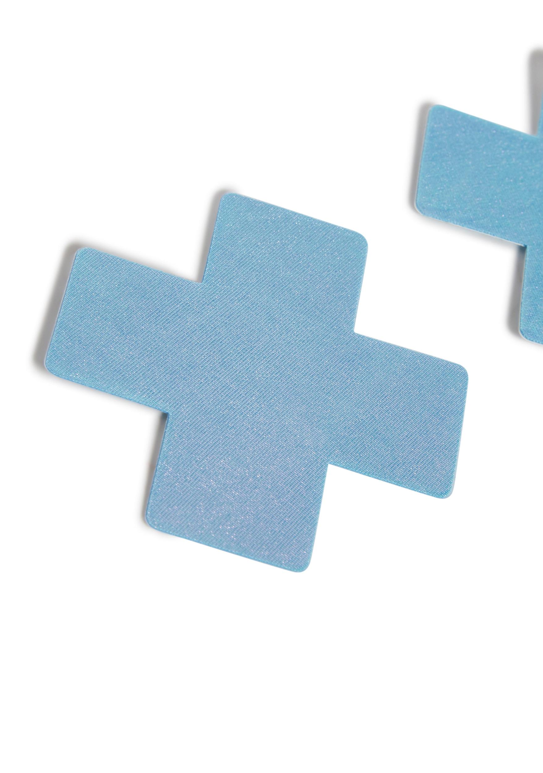 Neva Nude Holographic X Shape Pasties - Blue Product Image