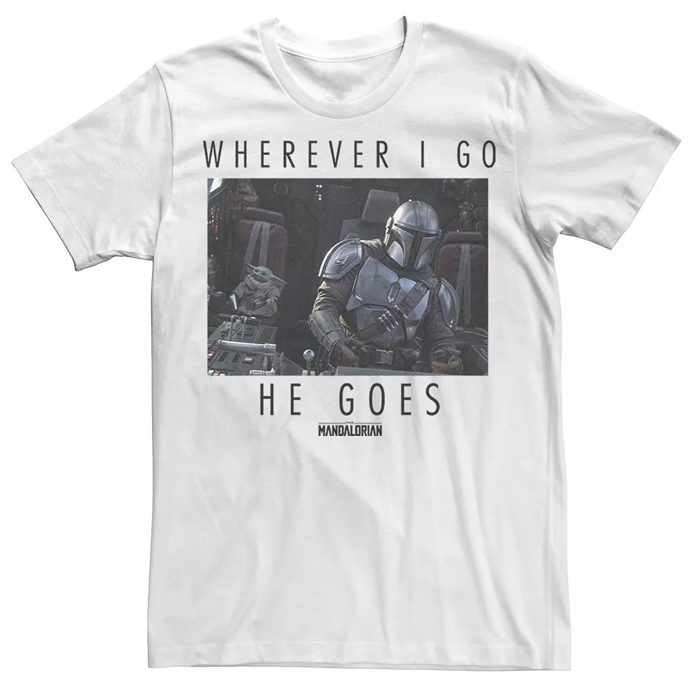Men's Star Wars The Mandalorian Wherever I Go He Goes Poster Tee,  Product Image