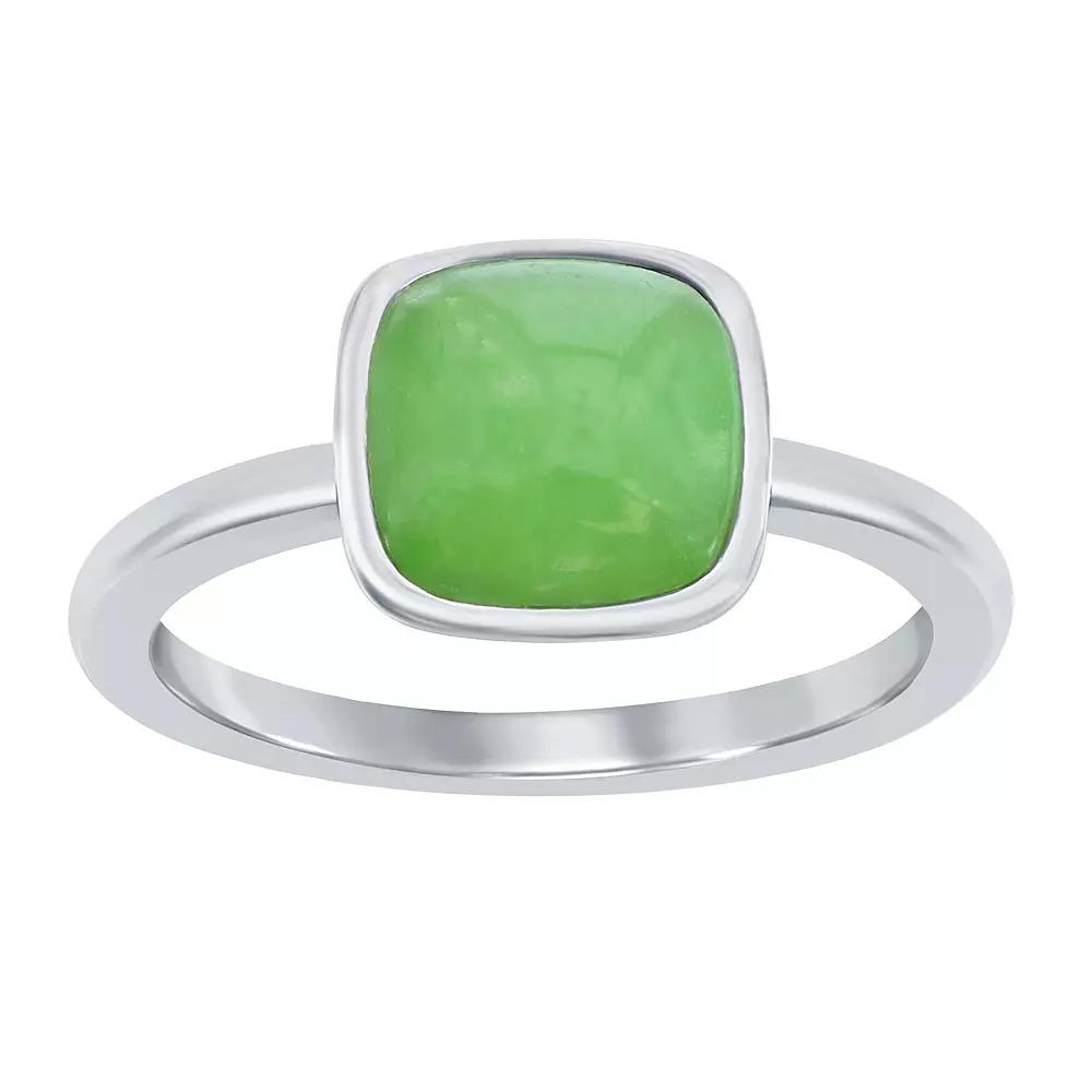 Sterling Silver Genuine Jade Solitaire Ring, Women's, Size: 6 Product Image