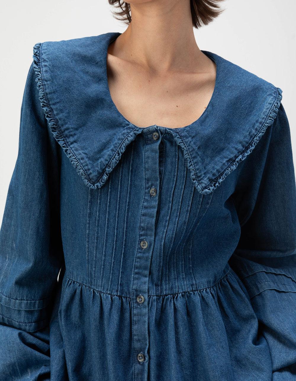 BDG Urban Outfitters Long Sleeve Denim Mini Dress - BLUE Product Image