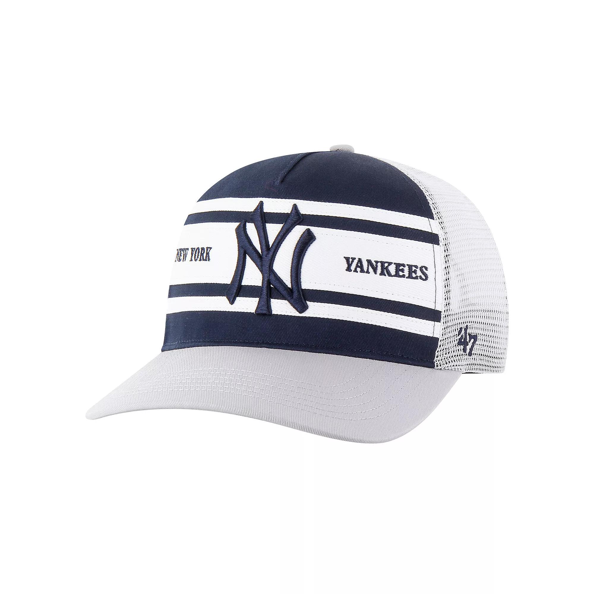 Men's '47 Navy New York Yankees Gridiron Super Stripe Relaxed Trucker Hitch Adjustable Hat, Blue Product Image