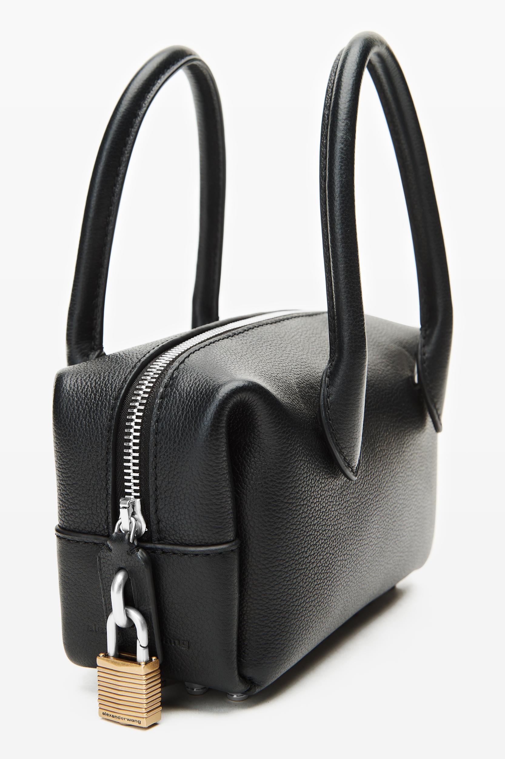 Black Leather Roux Small Top Handle Bag Product Image