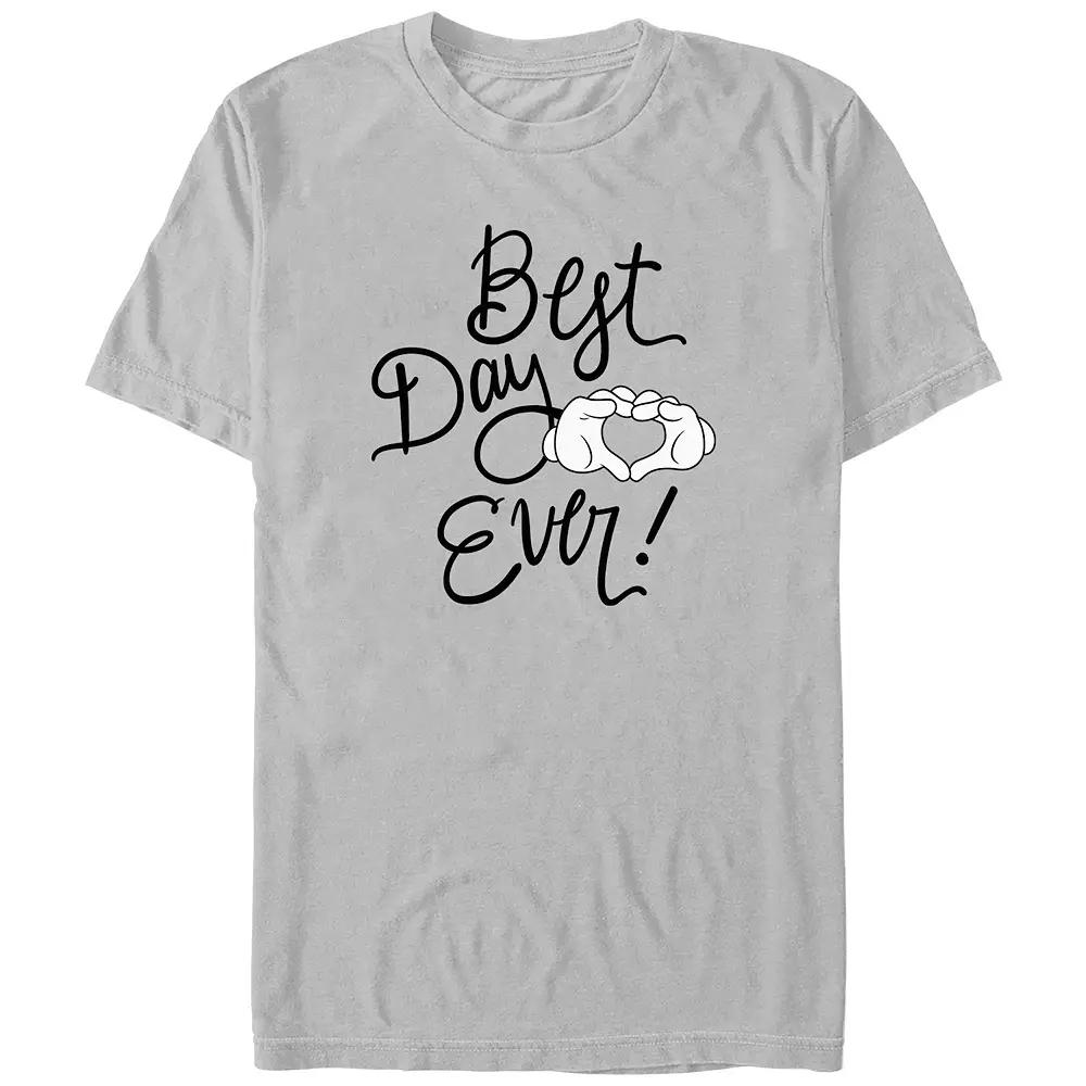 Disney's Mickey Mouse Heart Sign Best Day Ever Men's Graphic Tee,  Product Image