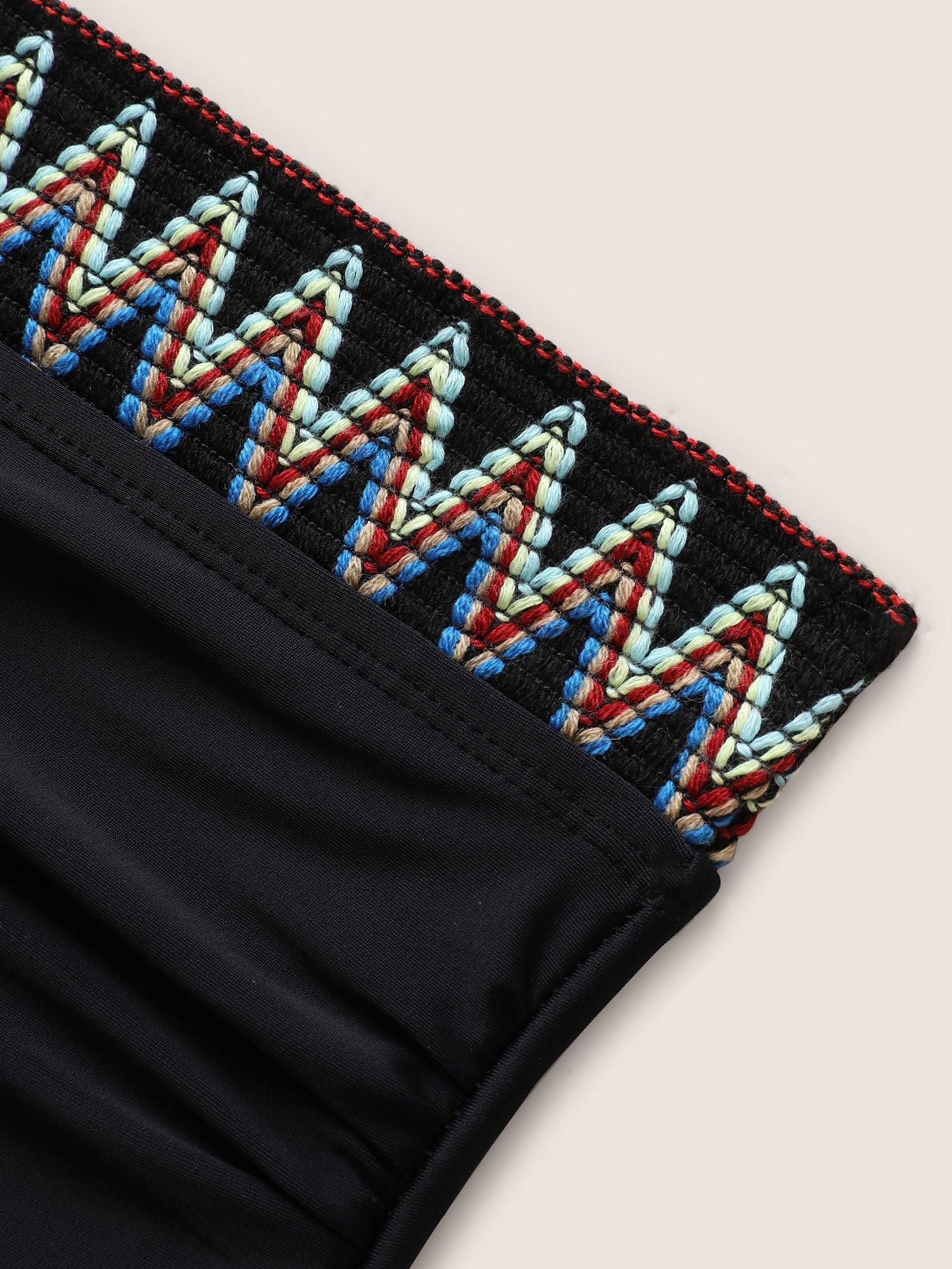 Embroidered Elastic Waist High Rise Swim Bottom Female Product Image