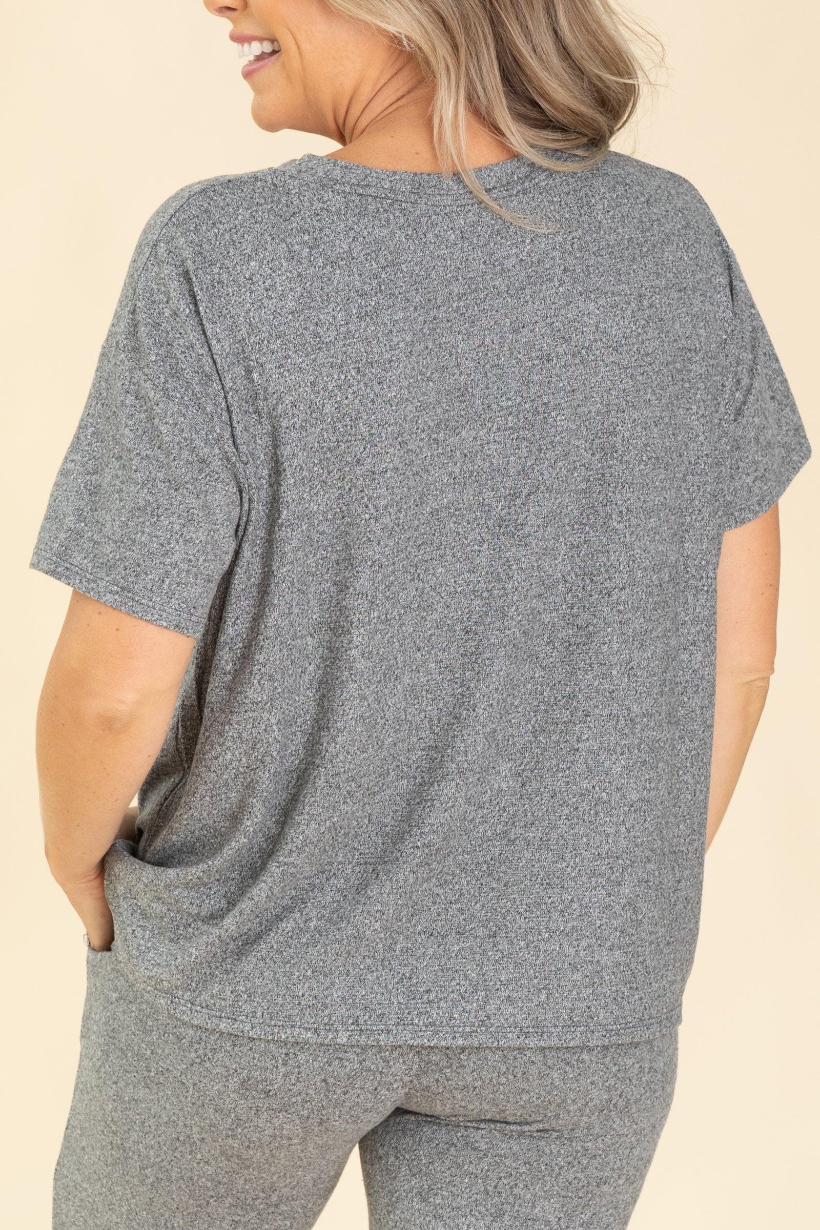 Soft Melange Short Sleeve Top And Pants Sets Product Image