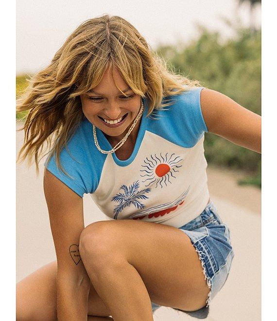 Roxy Paraiso Raglan Sleeve Color Block Crop Graphic Baby T-Shirt Product Image