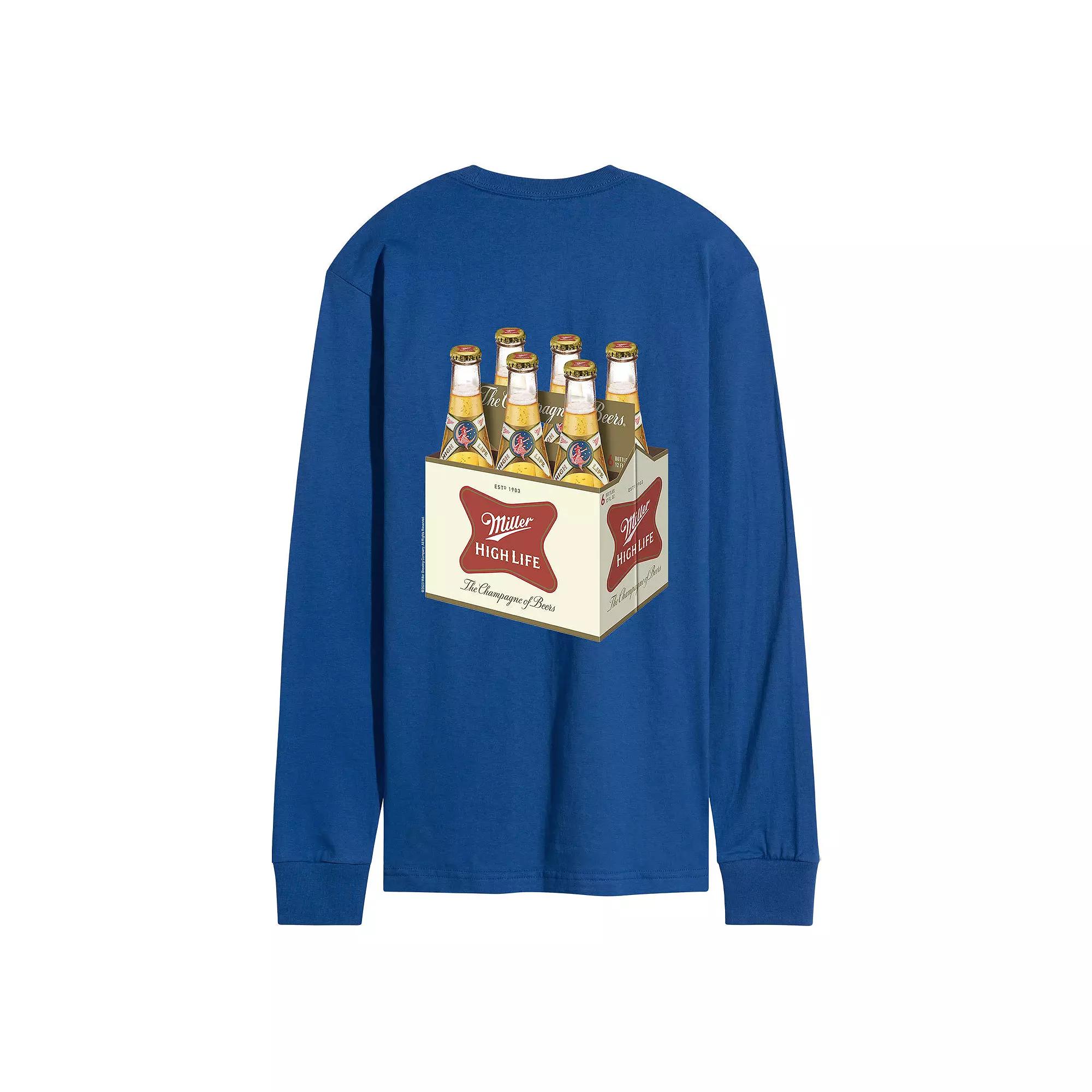 Men's Miller High Life 6 Pack Bottles Long Sleeve Graphic Tee,  Product Image