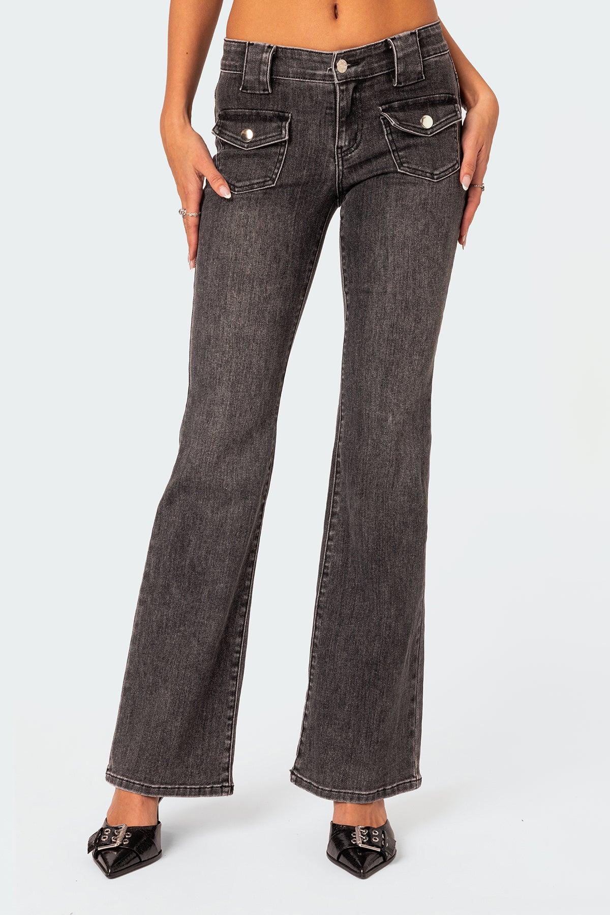 Tatum Washed Low Rise Flare Jeans Product Image