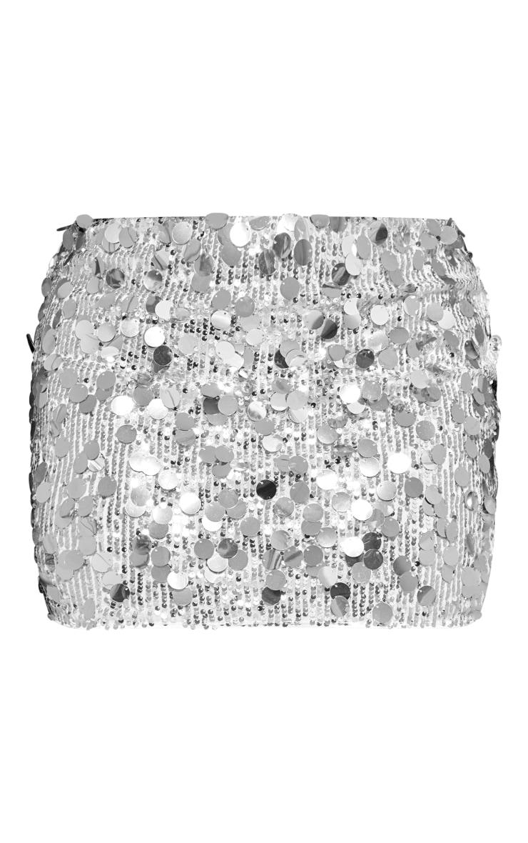 Plus Silver Coin Sequin Mini Skirt Product Image