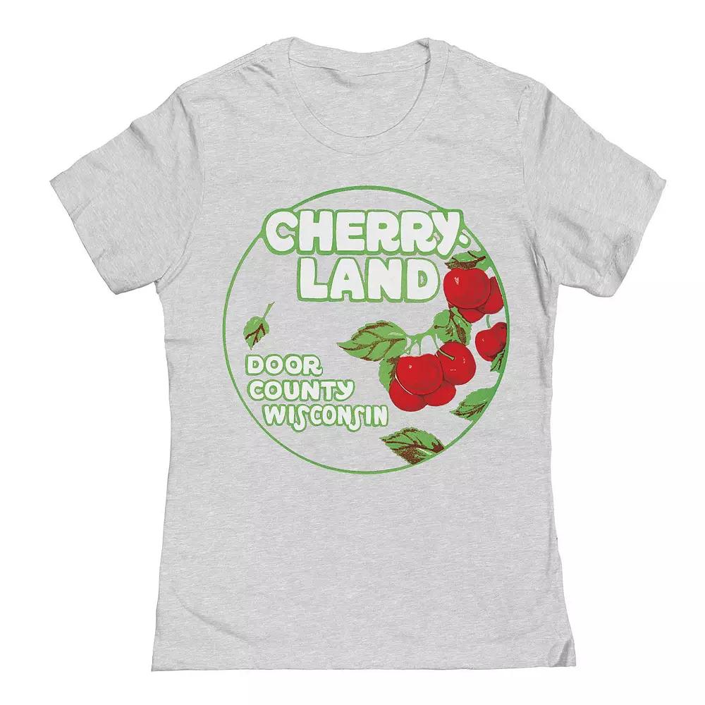Junior's Cherry Land Wisconsin Graphic Tee, Women's, Size: XL, Grey Gray Product Image
