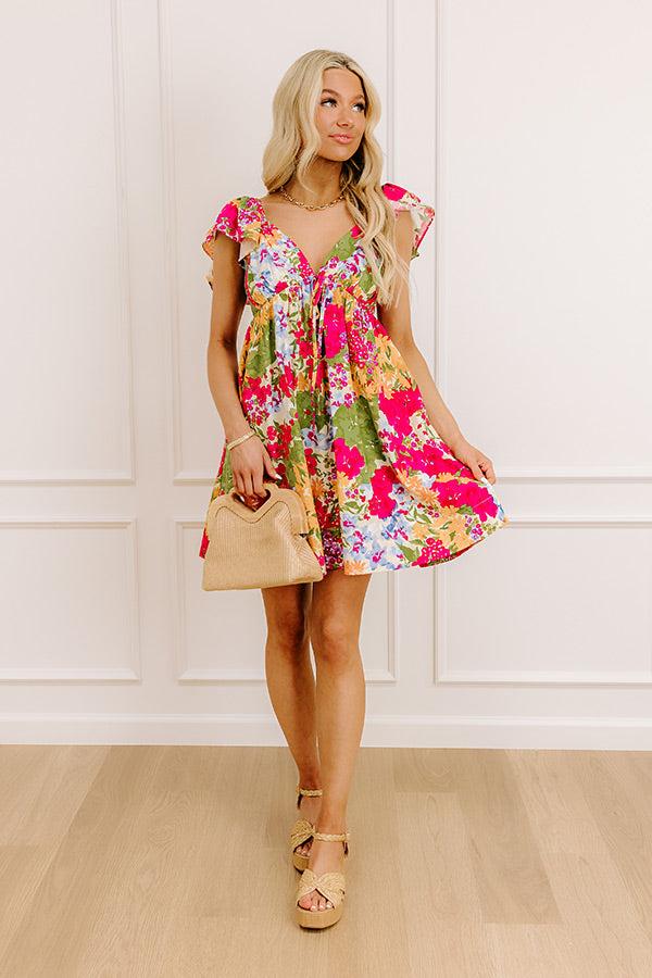 Garden Serenade Floral Mini Dress in Sangria Product Image
