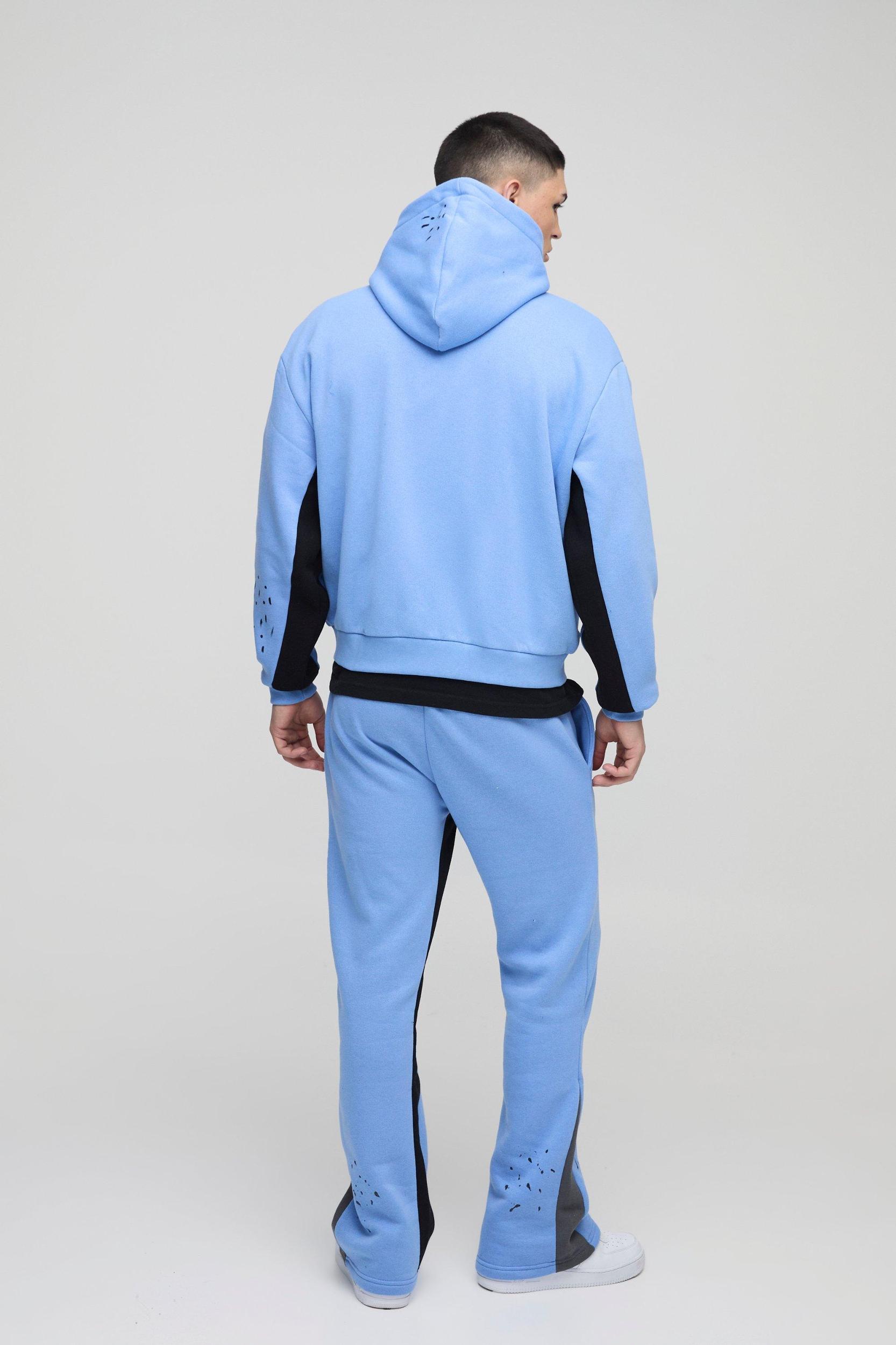 Oversized Boxy Homme Paint Splatter Zip Through Hoodie | boohooMAN USA Product Image