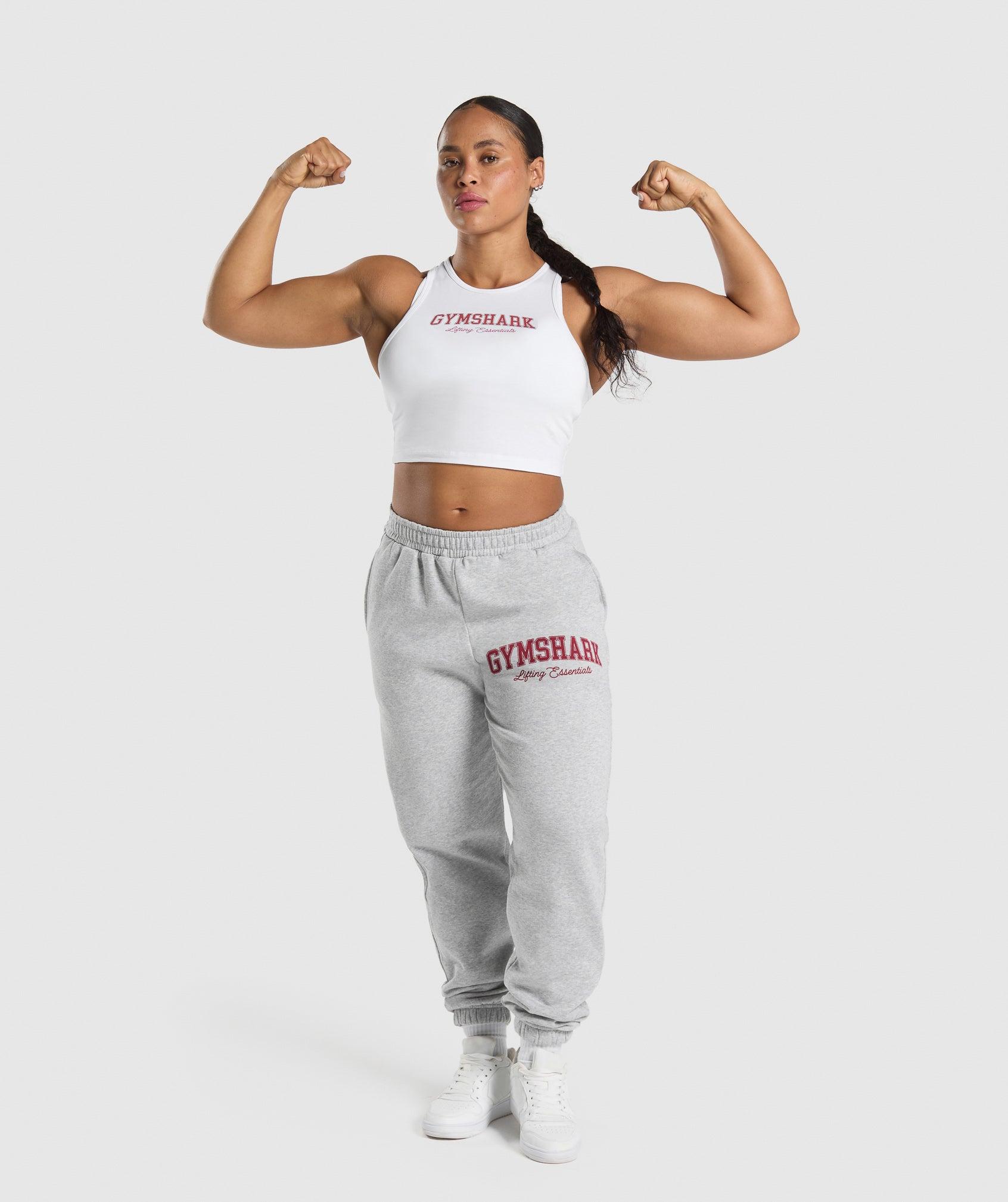 Gymshark Lifting Essentials Graphic Brushed Oversized Joggers - Light Grey Core Marl Female Product Image