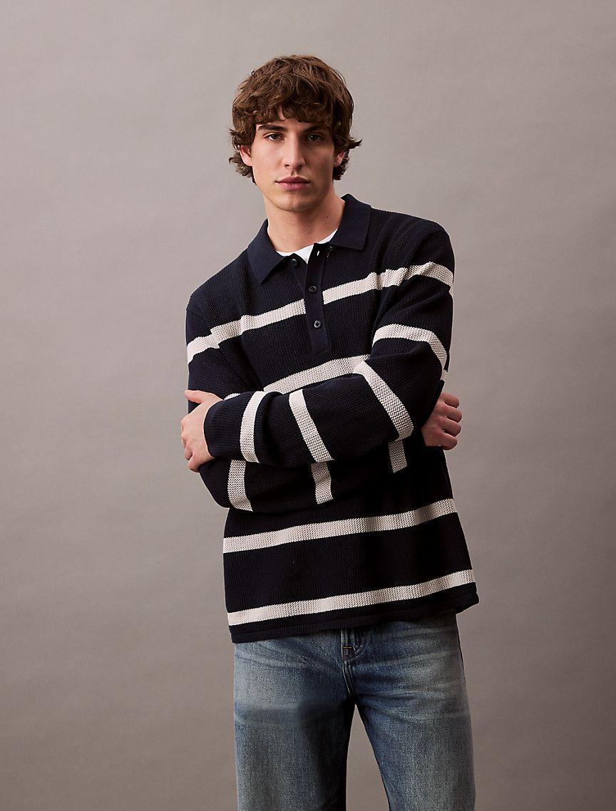 Striped Polo Sweater Product Image