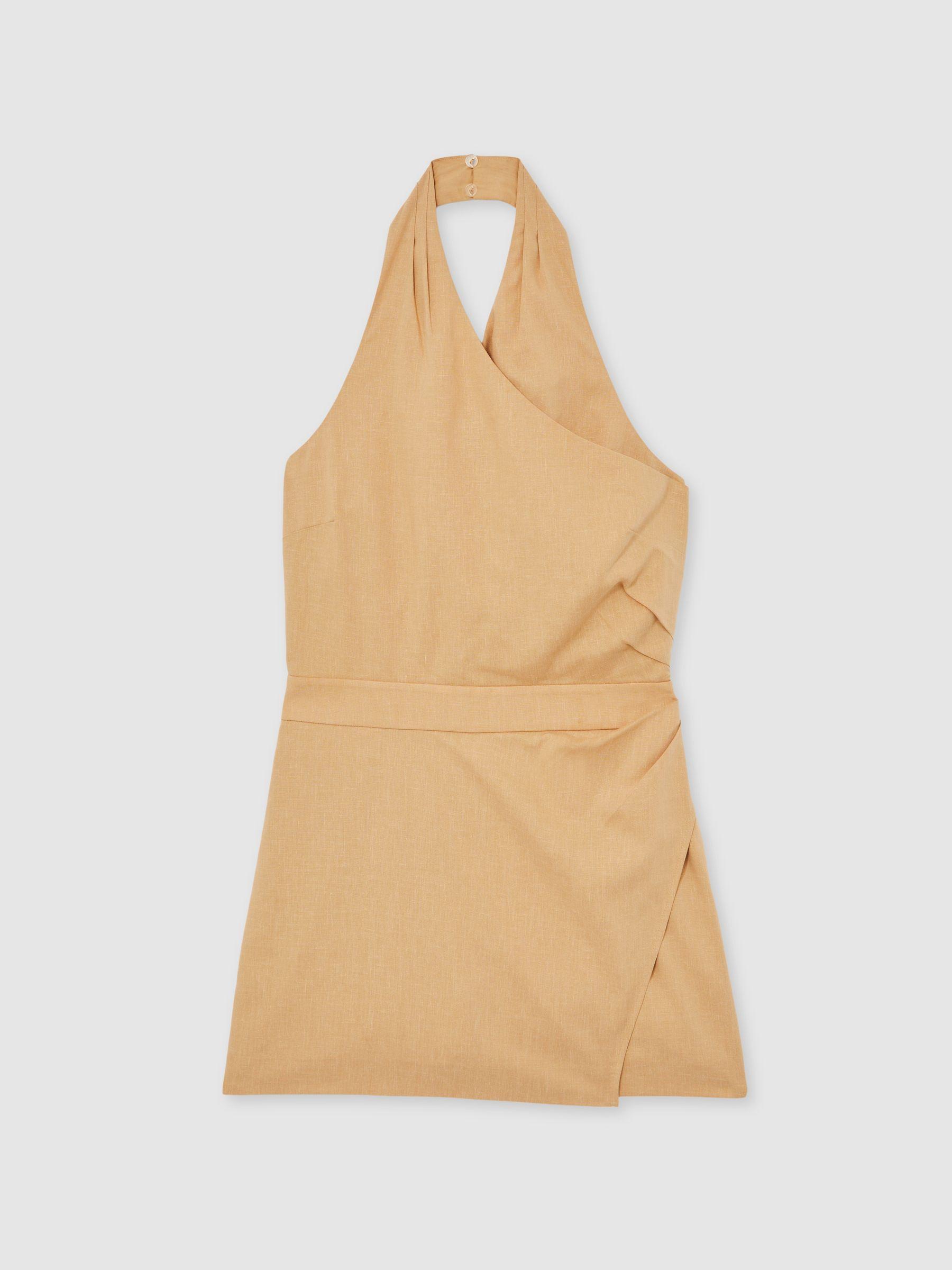 Lyocell Cotton Halter Skort Playsuit in Camel Product Image