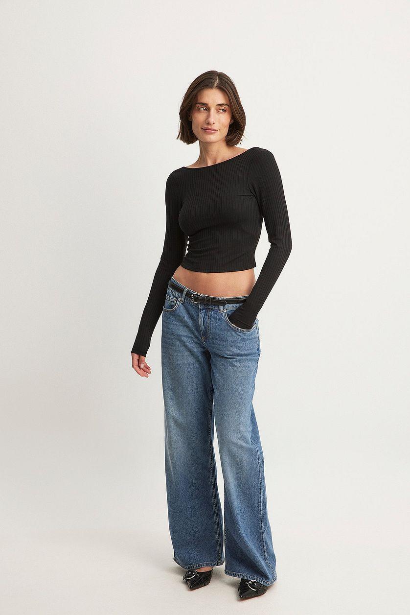 Deep Back Long Sleeve Rib Top Product Image