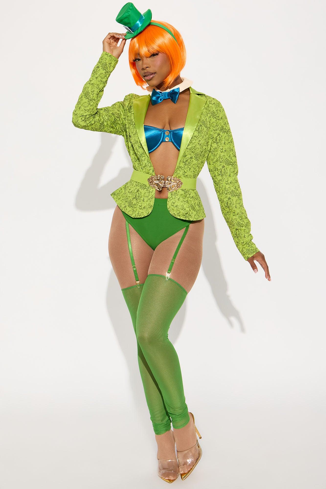 Delightfully Sexy Mad Hatter 8 Piece Costume Set - Green Female Product Image