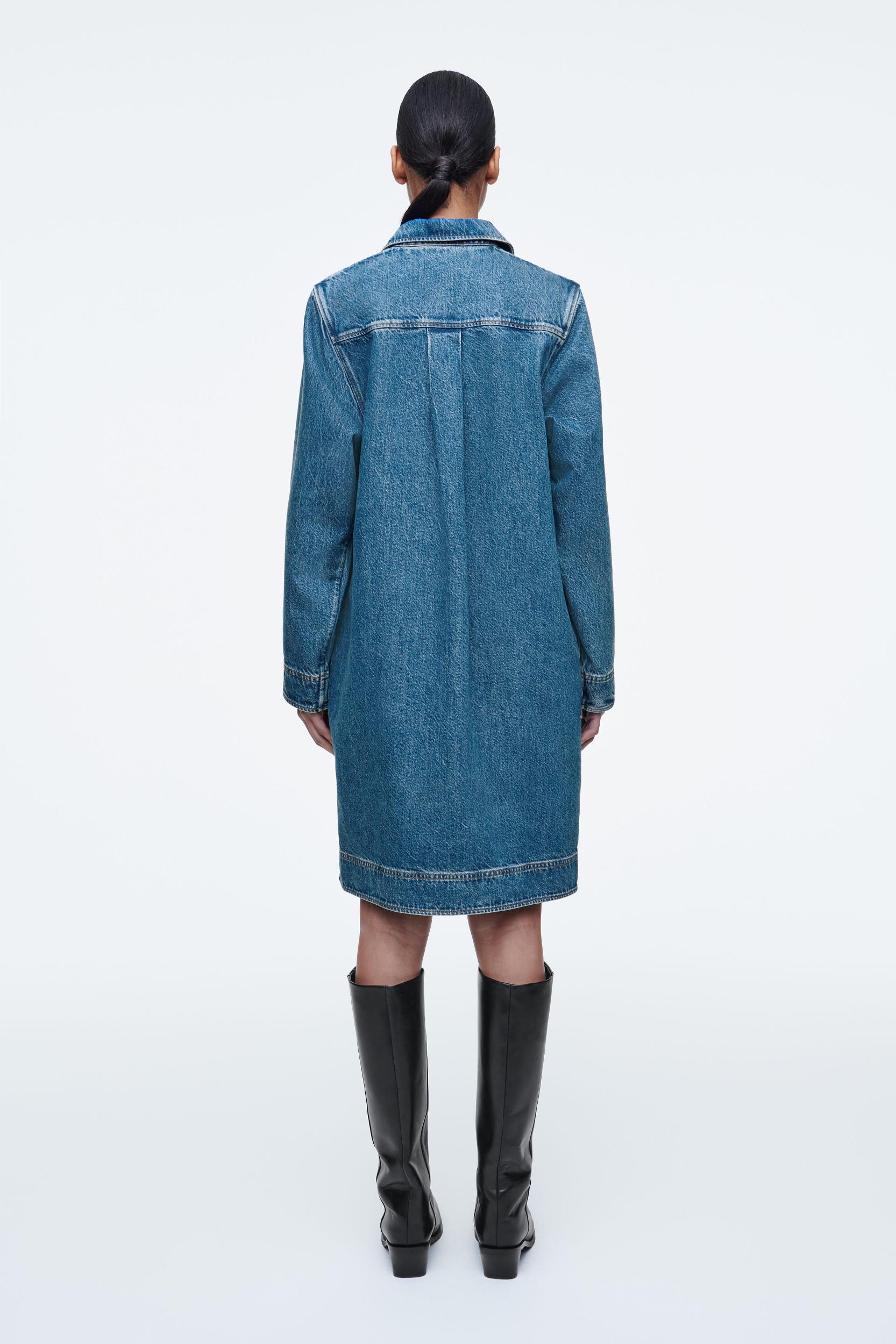 DENIM HALF-ZIP DRESS Product Image