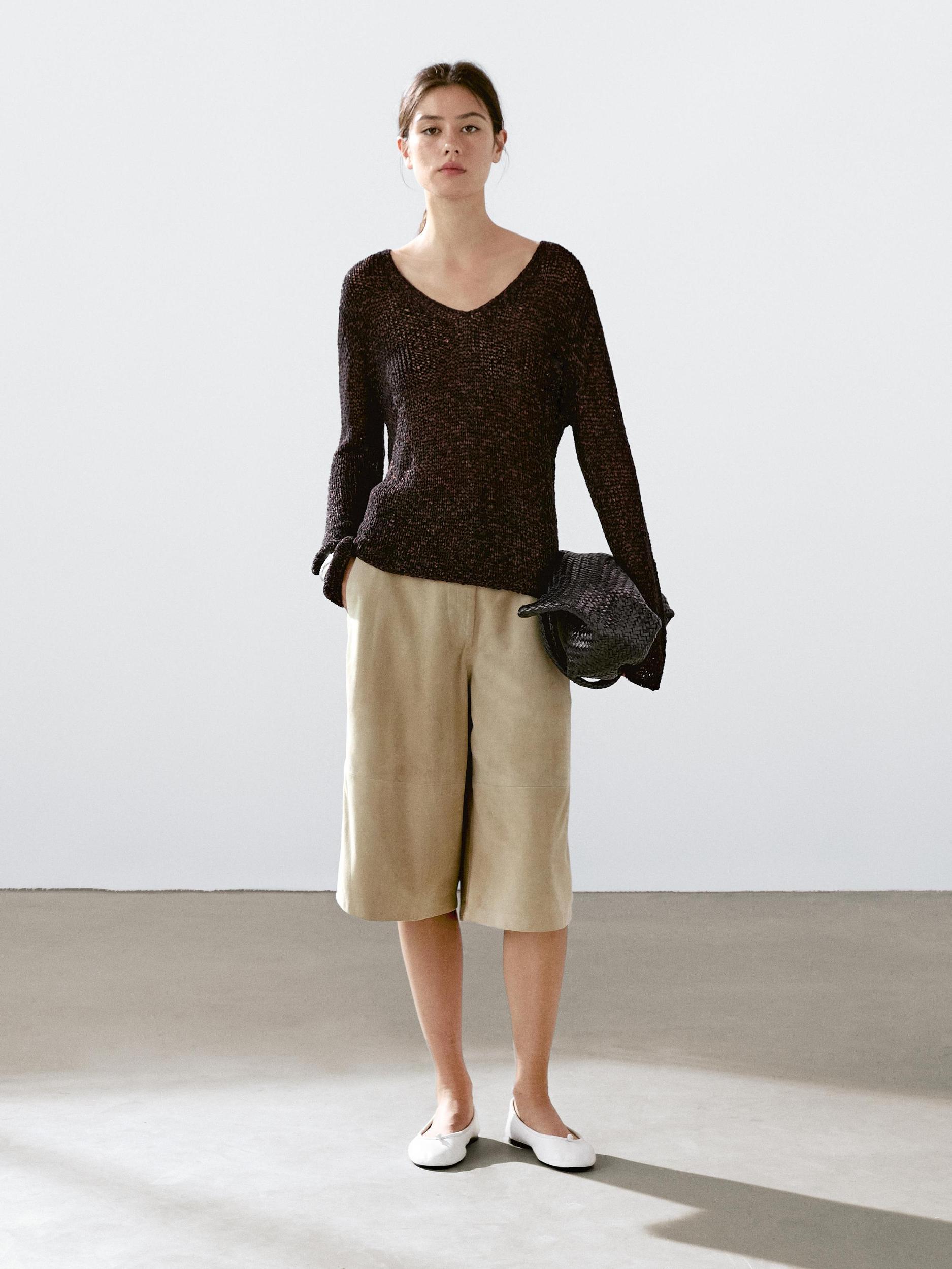 Mouliné cotton blend knit sweater Product Image