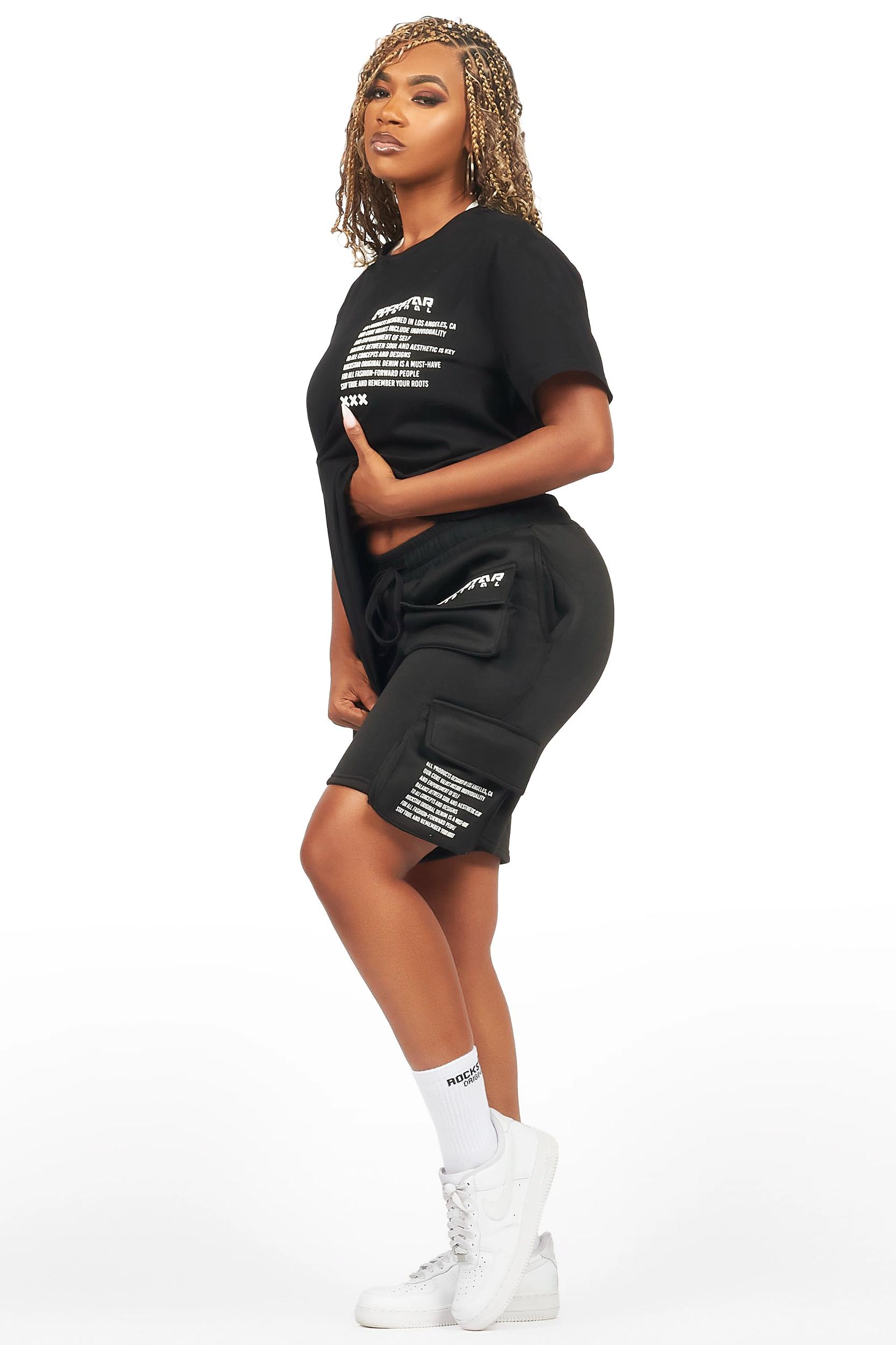 Neusa Black T-Shirt Cargo Short Set Female Product Image