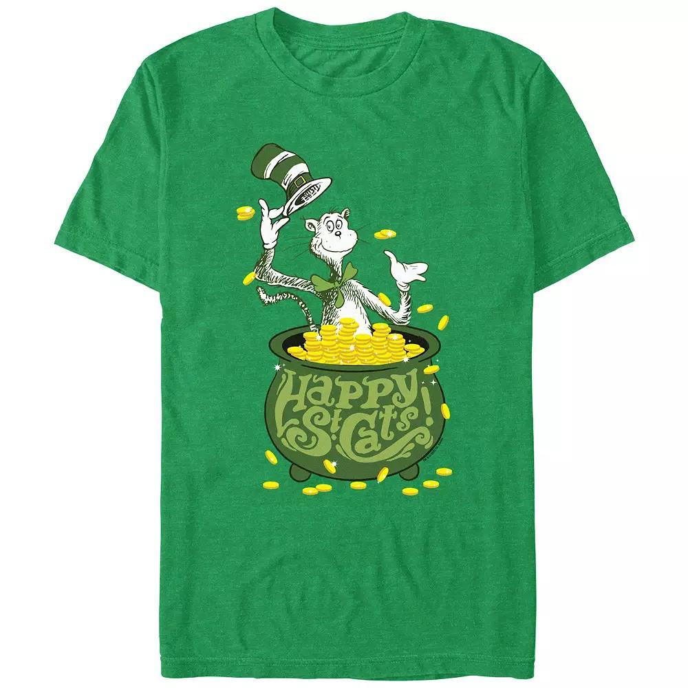 Men's Dr. Seuss Happy St. Cats Graphic Tee, Size: Small, Kelly Grey Product Image