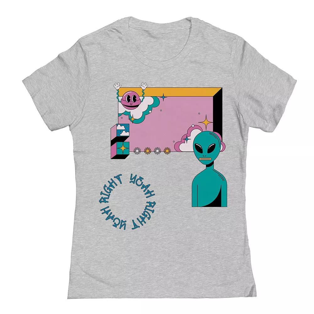 Junior's Yeah Right Womens Graphic Tee, Girl's, Size: Medium, Sport Gray Product Image