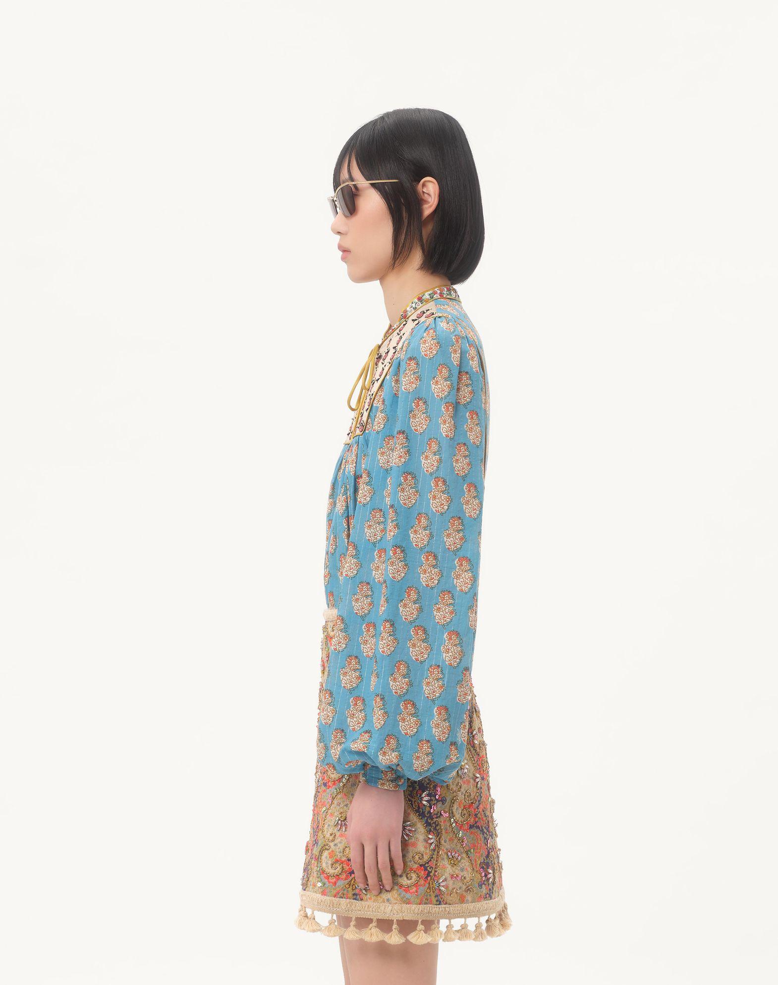 Cotton And Lurex Top With Embroidered Petales D'Amour Print Product Image