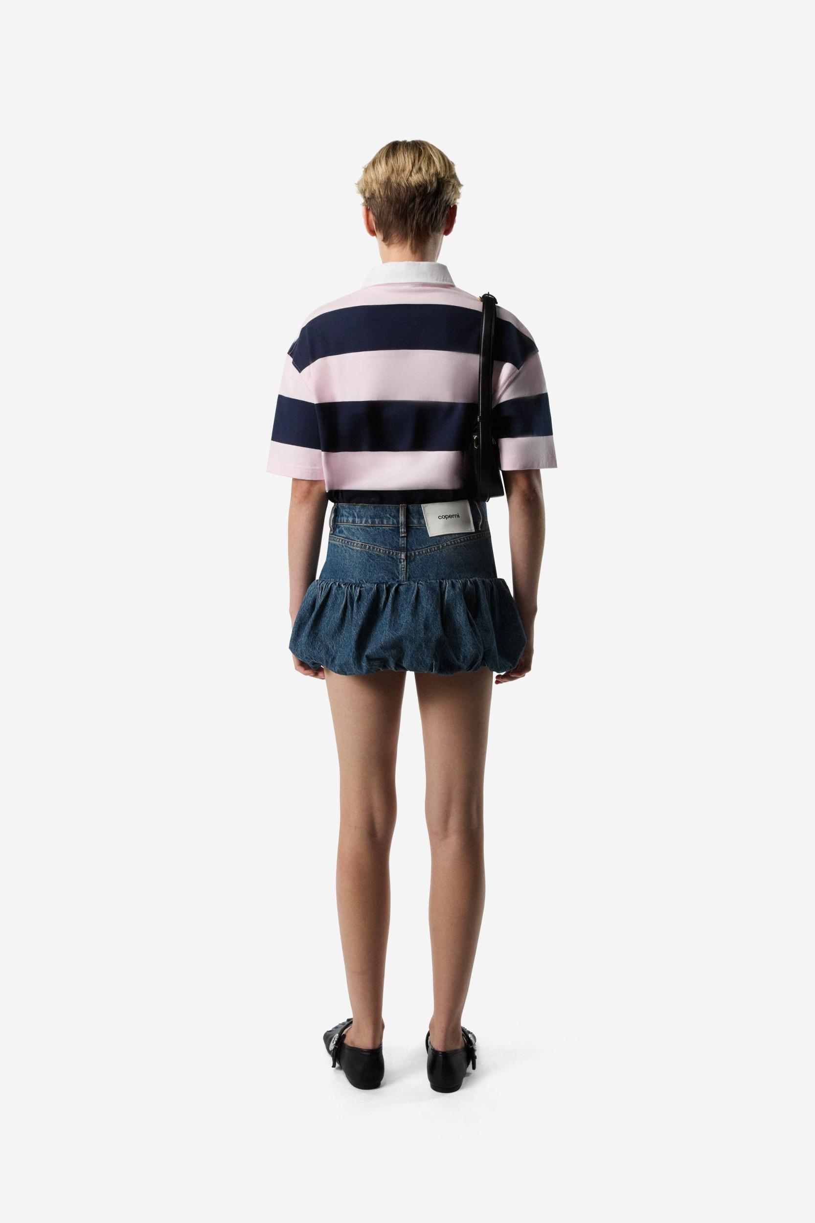 Gathered Hem Denim Mini Skirt Product Image
