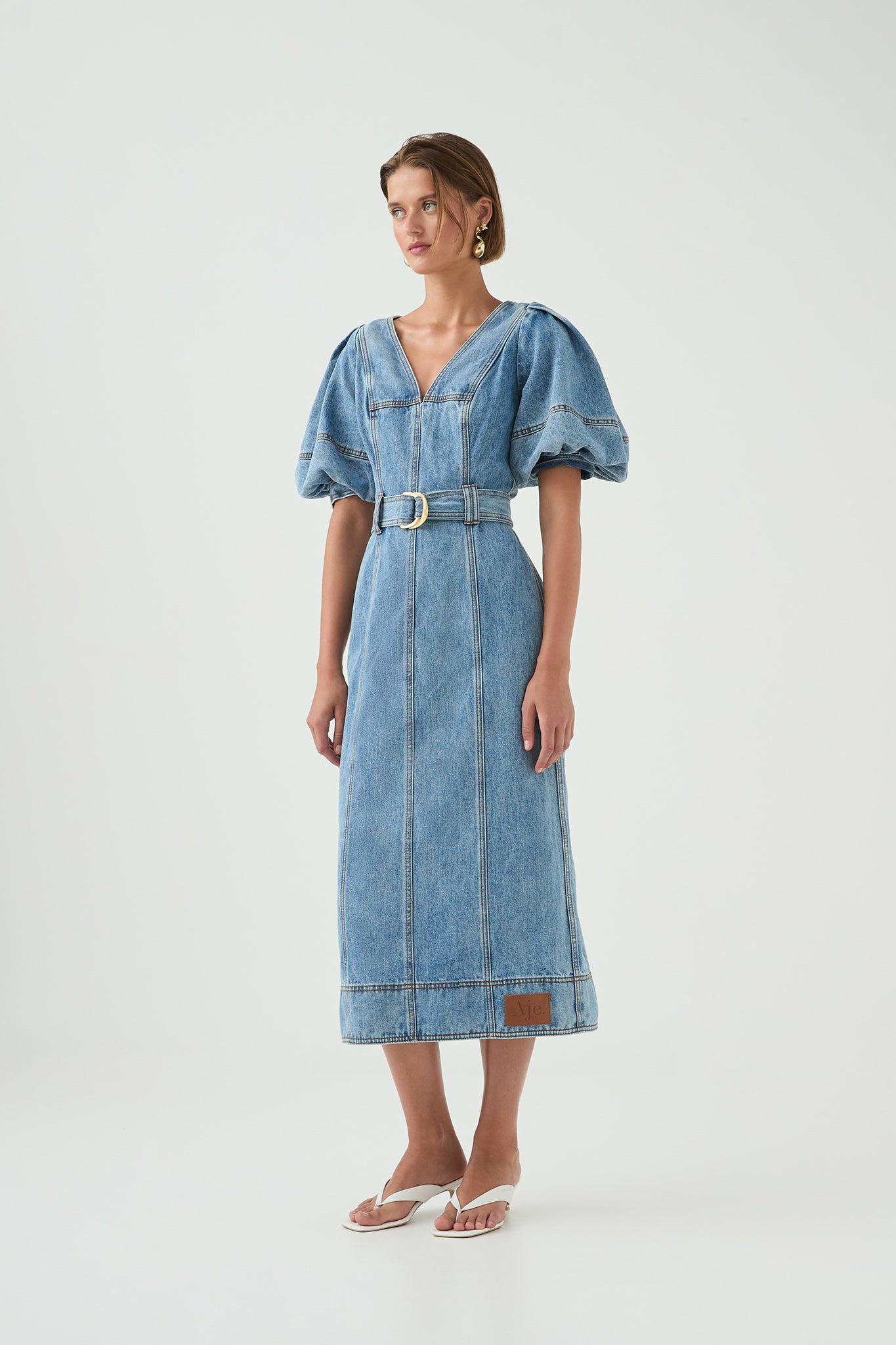 Juno Denim Midi Dress Product Image