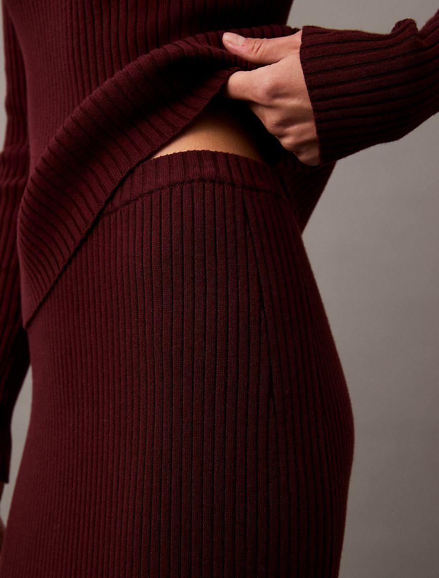 Smooth Cotton Rib Midi Sweater Skirt Product Image