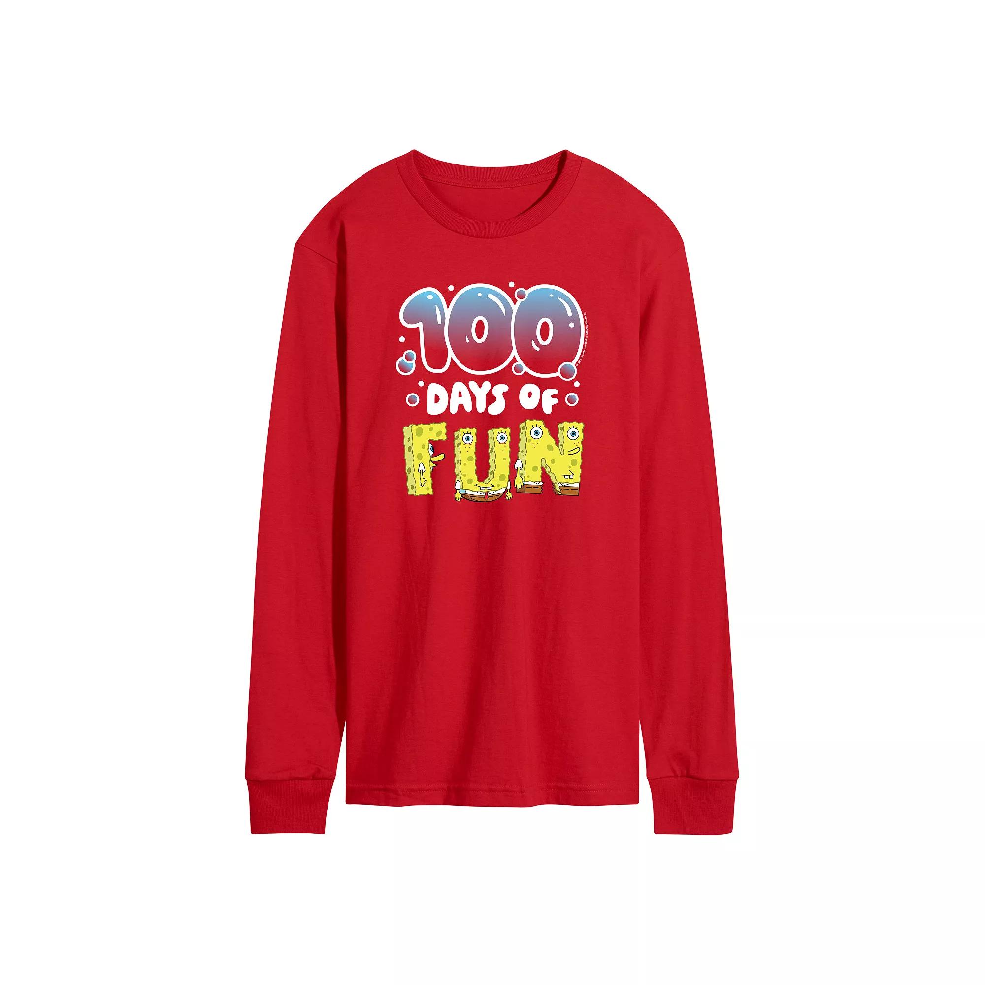Men's SpongeBob SquarePants 100 Days Later Long Sleeve Graphic Tee,  Product Image