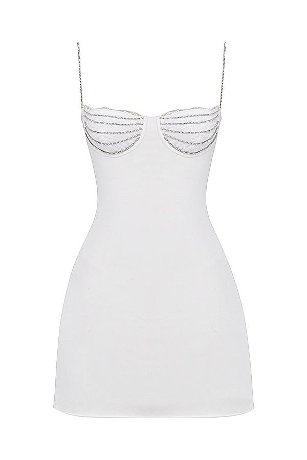 Grace  ivory crystallised mini dress Product Image