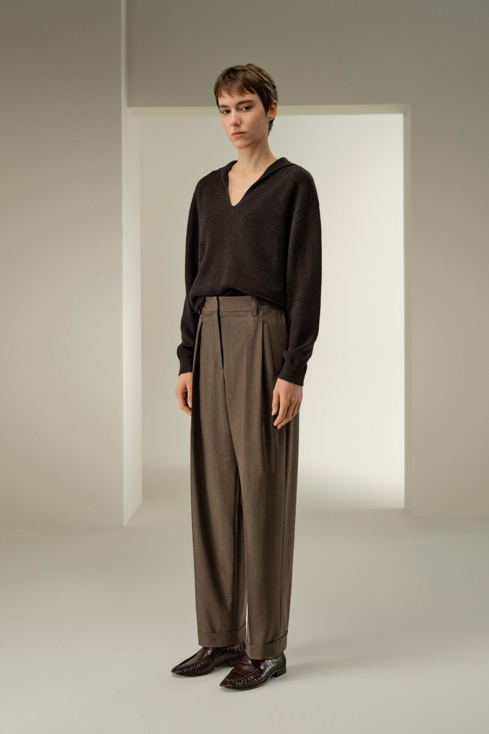 Ribbed Cashmere Polo Sweater Product Image