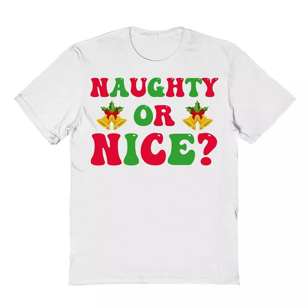 Mens Naughty Or Nice Christmas Graphic Tee Product Image