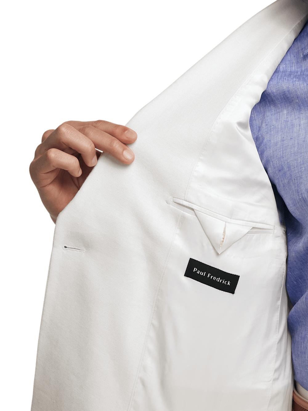 Linen Blend Double Breasted Peak Lapel Suit Jacket - White Product Image