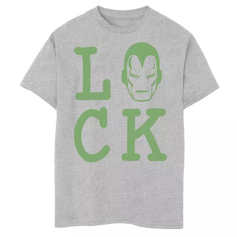Boys 8-20 Marvel Iron Man Large Luck Text Graphic Tee, Boy's, Athletic Grey Product Image