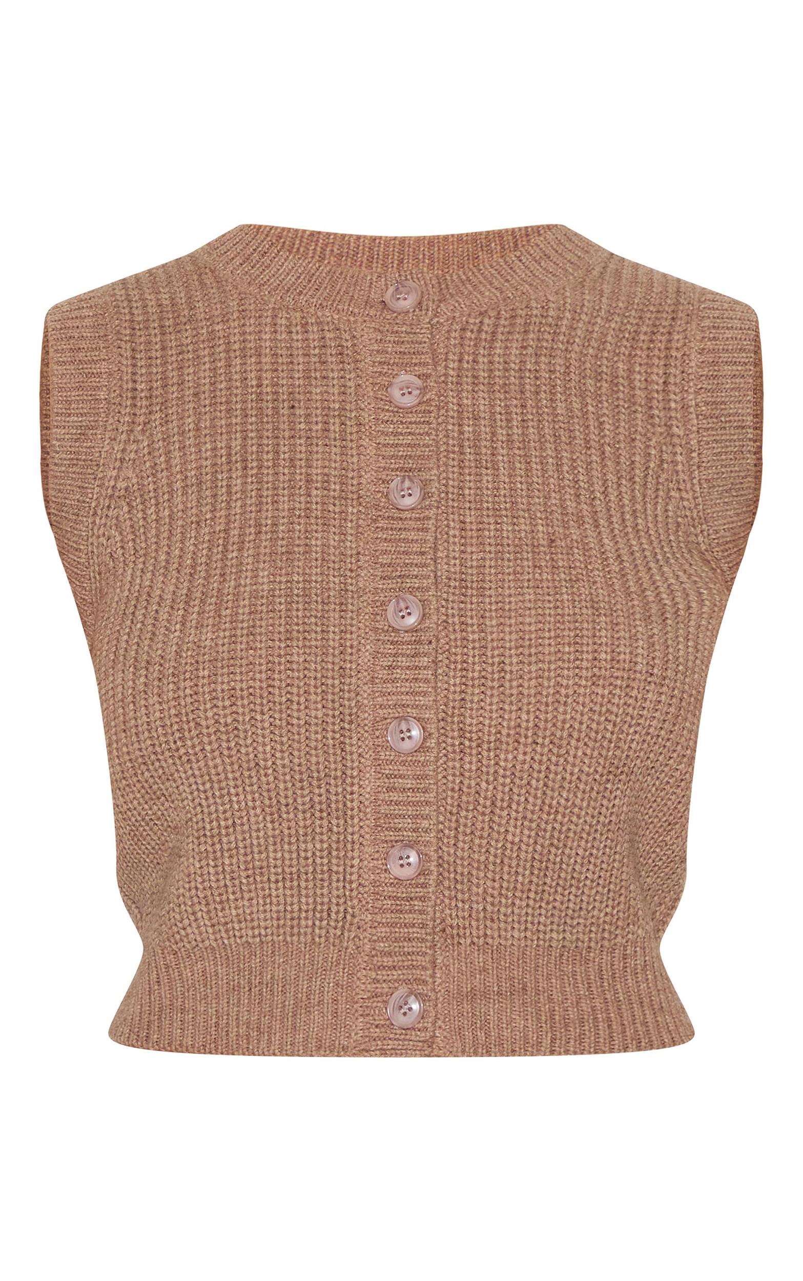 Mushroom Chunky Knit Sleeveless Sweater Product Image
