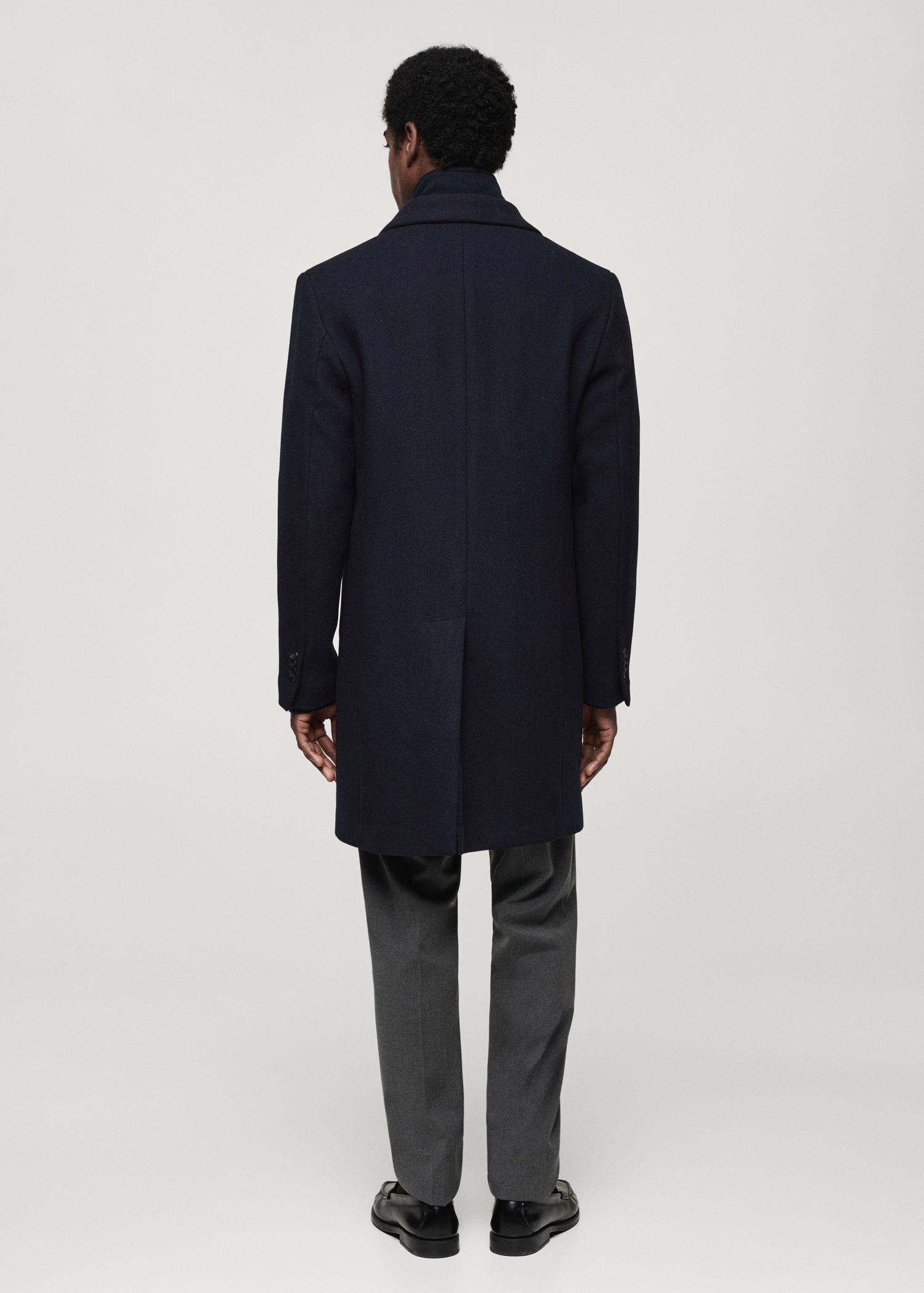 Detachable hood wool coat - Men | MANGO USA Product Image