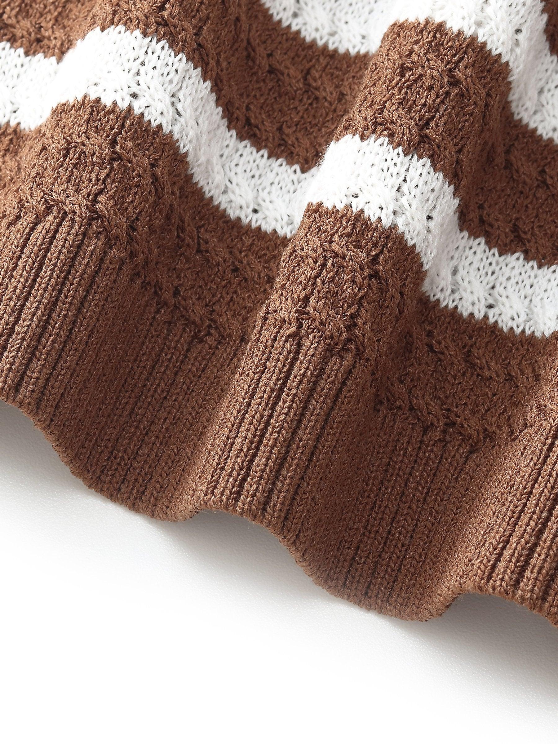 Stripe Knit Top And A-Line Skirt Two-Piece Set Product Image