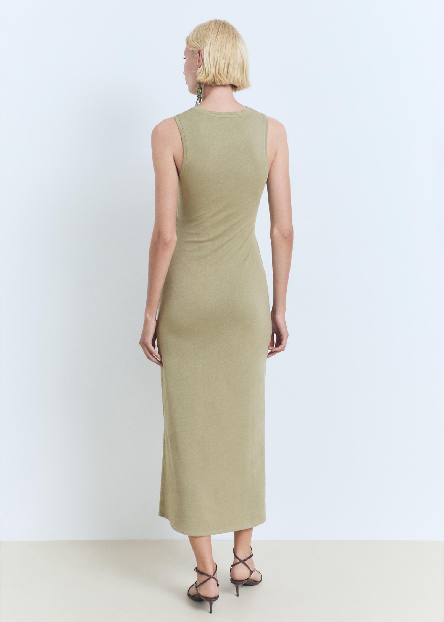 Cotton midi-dress with knot detail - Women | MANGO USA Product Image